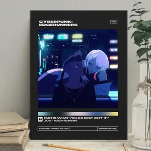 1 Count Wooden Framed Canvas, Cyberpunk Edge Runner high-end poster, minimalist retro art print, ideal for game enthusiasts, retro movie wall art, Modern Art, Hallway Office Mural, Home Poster, Ideal Gift, High Definition, Waterproof Art Decor