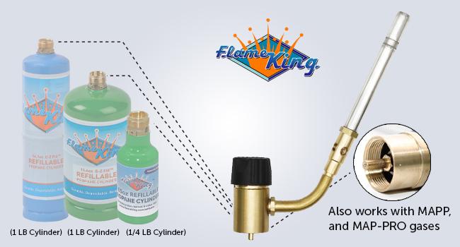 Flame King YSNAX1-023CGA High Intensity Propane Torch Head with Ultra Swirl Flame for Soldering, Brazing, Plumbing, Lighting Charcoal/Fire Pits, Compatible with 1LB Cylinders, MAPP, and MAP-PRO