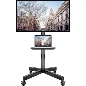 Rolling TV Stand with Tilt, Mobile TV Stand with Wheels for 23–65 Inch LED LCD TVs, Portable TV Cart with Adjustable Shelf for Living Room Bedroom Outdoor, Holds 88 lbs, Max VESA 400x400mm