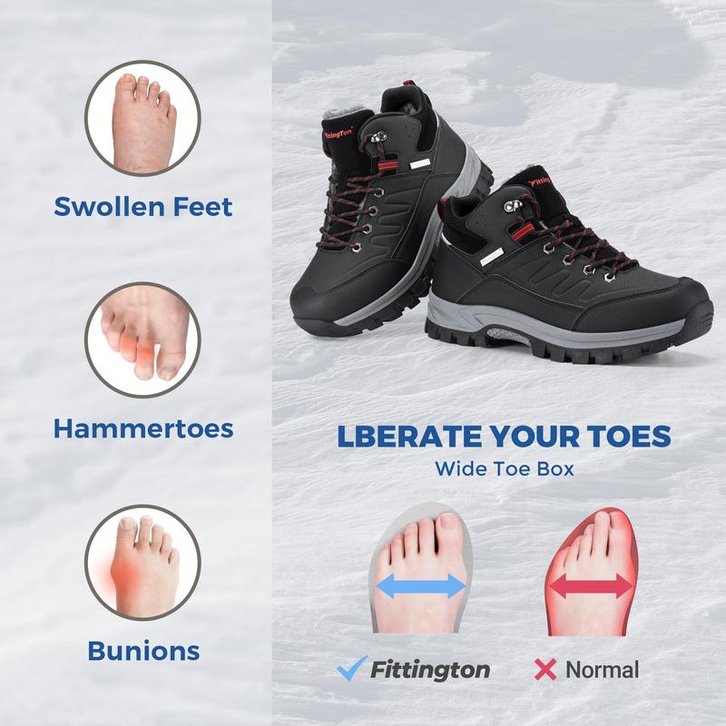 Fittington Men's WolfWalk Winter Boots V4 Insulated Snow Boots Outdoor Trekking Hiking Mid Calf Boots Slip Resistance Faux Leather Plush Fleece Lining Cold Resistant