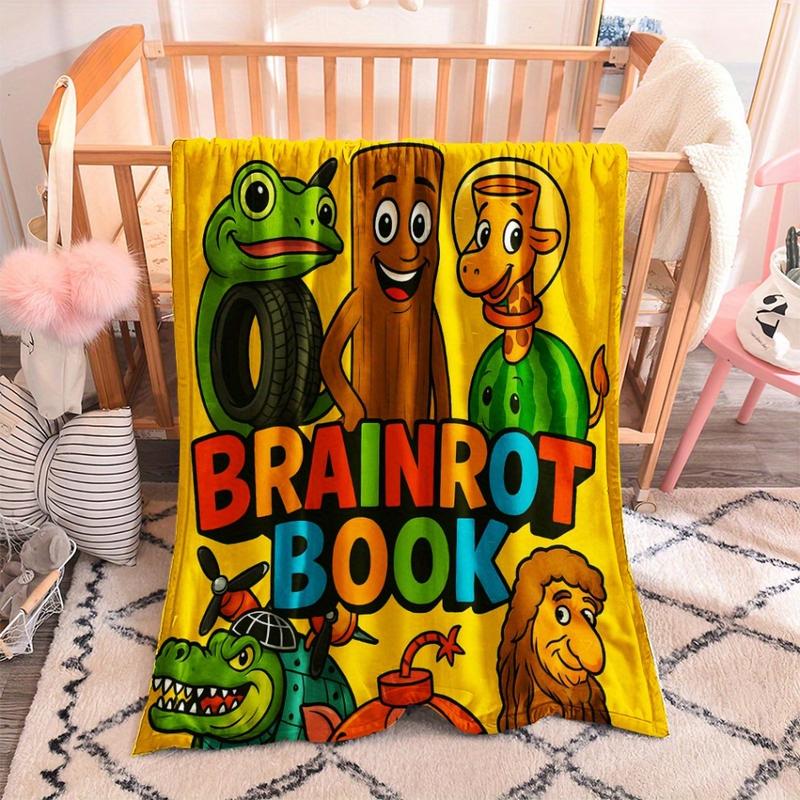 Italian Brainrot 1pc Blanket -Cozy & Soft Flannel, Cozy Chunky, Machine Washable, Soft Blanket Will Make You Feel Warm And Relaxed, Camping & Home Use, Suitable For All Four Seasons