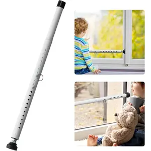 18-50 Inches Adjustable Heavy Duty 1 Inch Sliding Door Security Lock Bar, White Safety Lock for Sliding Glass Door Window Patio Balcony Apartment