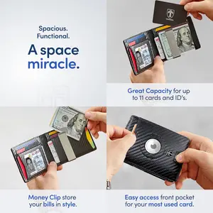 TRAVANDO Airtag* Wallet Mens Wallet with Money Clip Air Tag Wallet Card Holder RFID Blocking Bifold Gifts for Men Travando