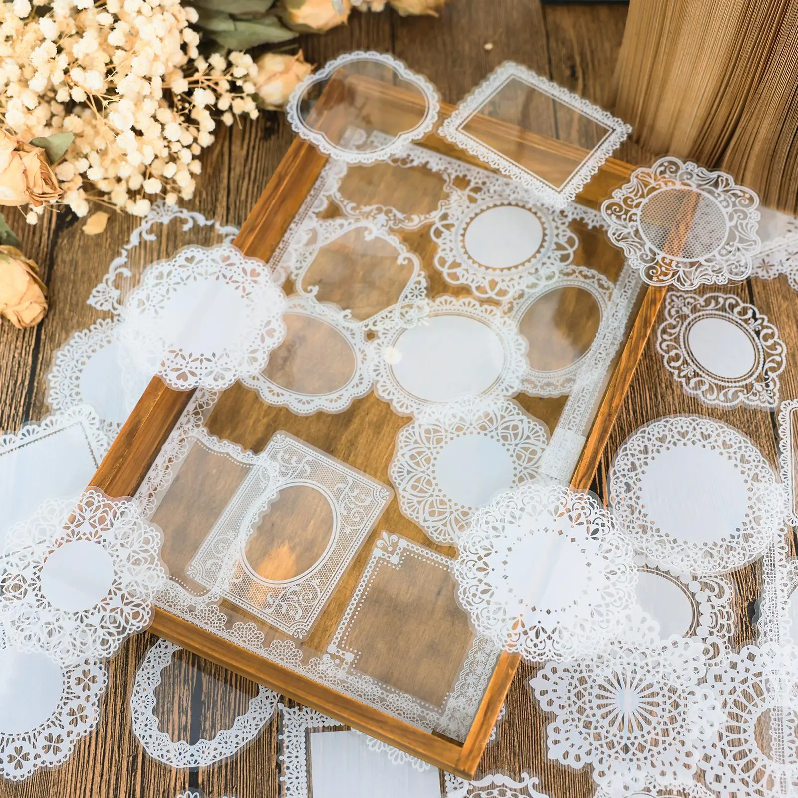 Hollow Out Lace Design Sticker, 120pcs/set Diy Scrapbooking & Stamping Decorative Sticker, Diy Decorative Sticker for Diary & Phone Case, Diy Sticker Paper, Sticker Packs, Decoration Sticker, Scrapbook Stickers, Scrapbooking Supplies