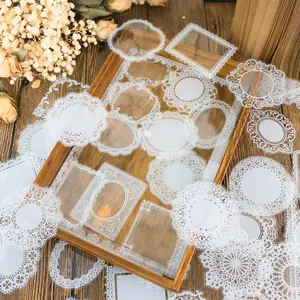 Hollow Out Lace Design Sticker, 120pcs/set Diy Scrapbooking & Stamping Decorative Sticker, Diy Decorative Sticker for Diary & Phone Case, Diy Sticker Paper