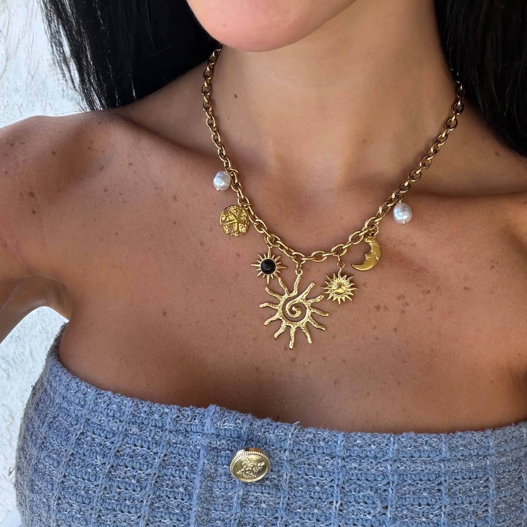 18K Gold Waterproof, Solar Babe Necklace