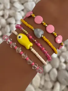 Women's Colorful Beaded Bracelet Set with Artificial Crystal, Fashionable & Versatile Jewelry for Daily Wear & Special Occasions