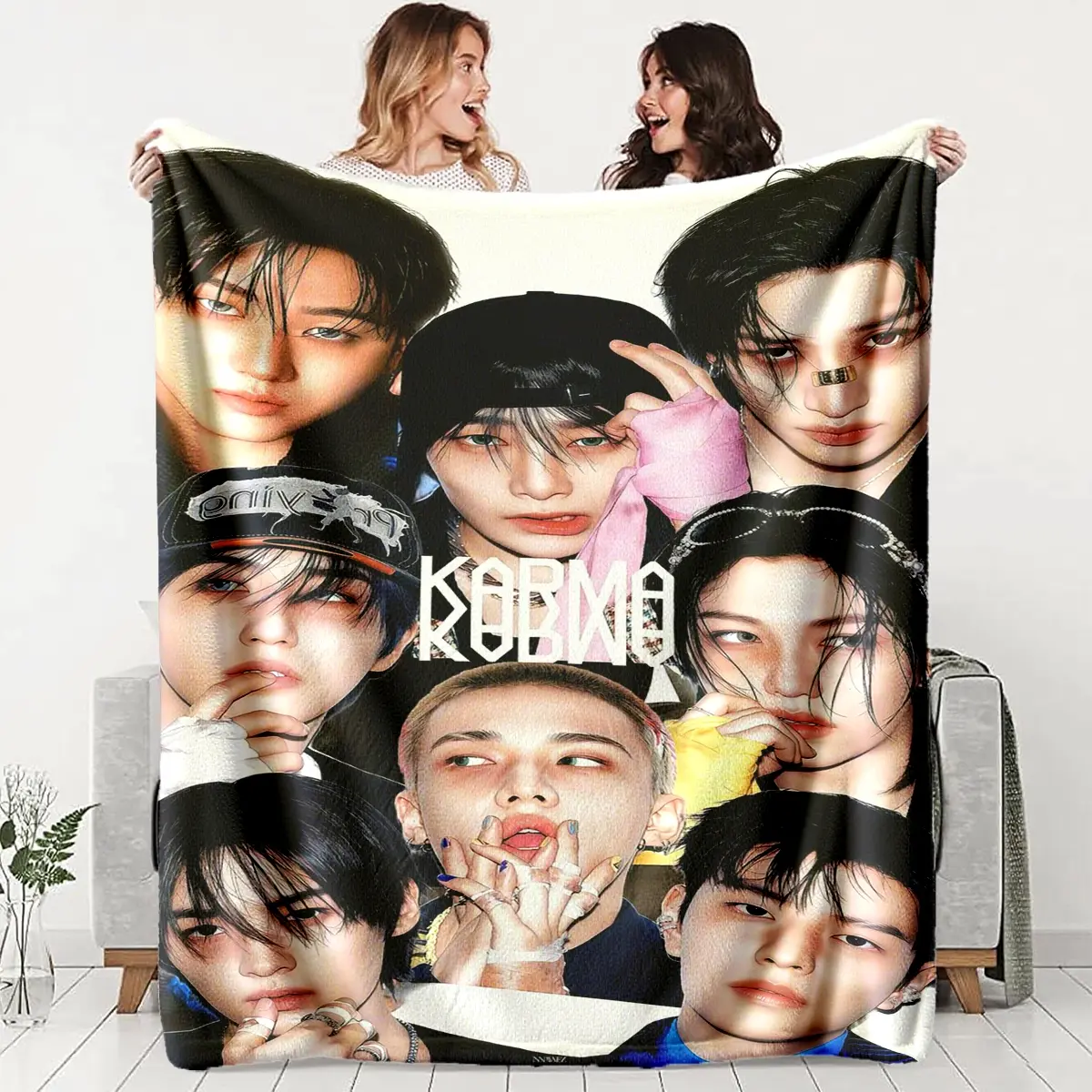Trendy Idol Theme Flannel Blanket, All Season Blanket, Stylish Blanket, Lightweight Cozy Blanket, Soft Lightweight Warm, Four Seasons Use, Perfect for Bed Sofa Office Travel Gift