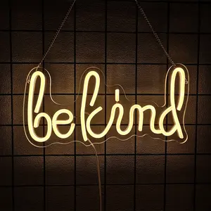 Be Kind Neon Sign, LED Neon Light Signs for Wall Decor, USB Powered LED Sign for Bedroom, Office, Beauty Bar,Shop Decoration, Neon Signs Gift for Teen girls Warm white
