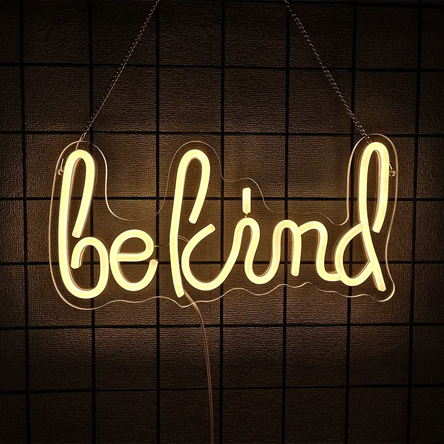 Be Kind Neon Sign, LED Neon Light Signs for Wall Decor, USB Powered LED Sign for Bedroom, Office, Beauty Bar,Shop Decoration, Neon Signs Gift for Teen girls Warm white
