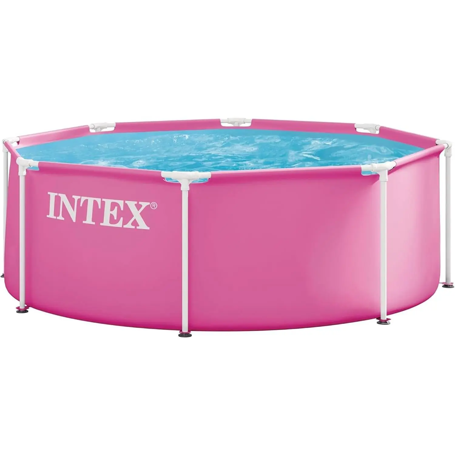 INTEX Metal Frame 8 ft x 30 in Above Ground Pool Set, Round Swimming Pool with Steel Frame
