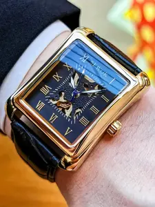 Men's Business Mechanical Watch, Analog Round Dial, Band, Alloy Case, Buckle Closure, All Seasons Fashion Style, Fashionable Stylish Watch, Stylish Watch