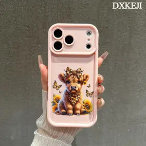 Butterfly Sunflower Cow Highland Pattern Phone Case, Soft Silicone, Fully Protected and Shockproof For iPhone 17 16 15 Pro Max 14 13 12 11 Plus Air Cover