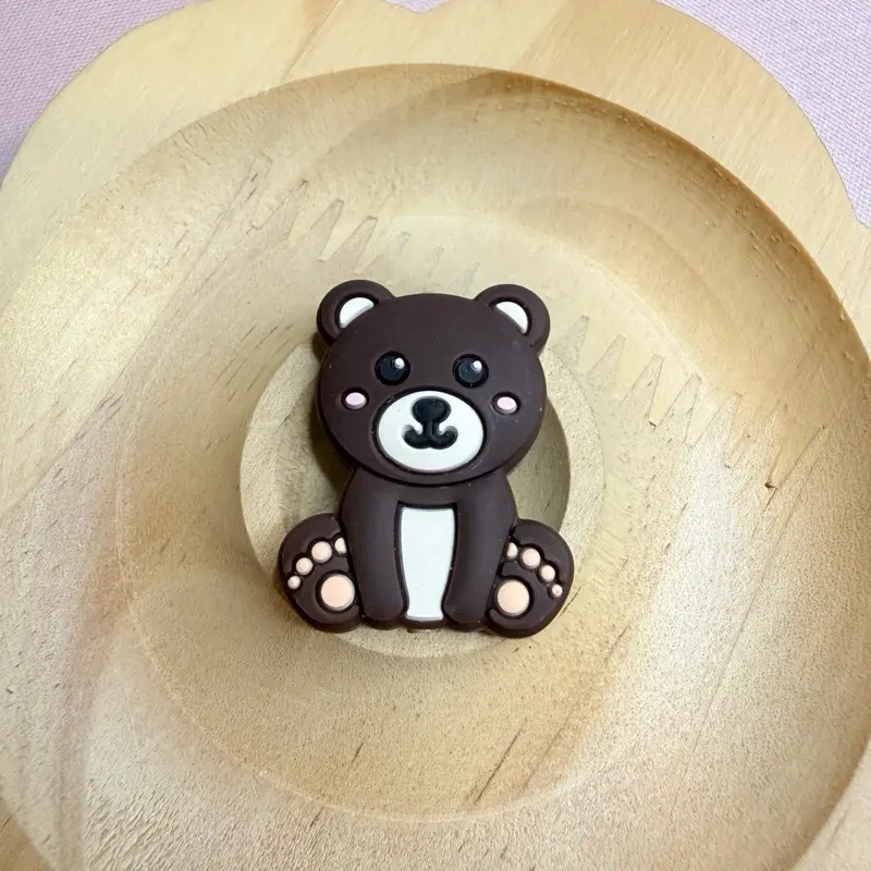 Coastal Beads DIY Brown Bear 2D Silicone Focal Bead, 1 Pc, 3H Hardness for DIY Jewelry Making