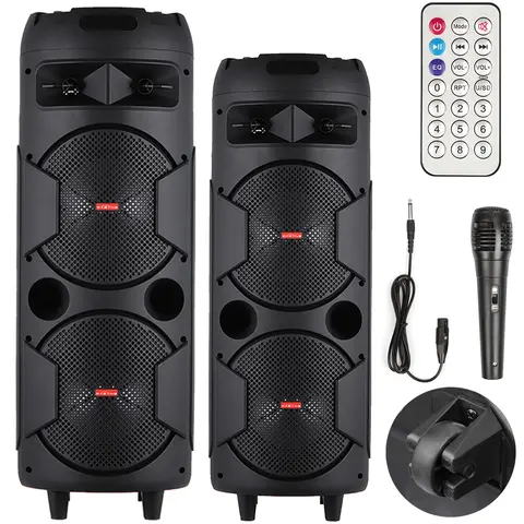 Portable Bluetooth Speaker with 8in/6.5in Dual Subwoofers, Heavy Bass, Microphone, Remote, FM Aux, Auxiliary Input, Rechargeable Batteries, Handle, SD Card Compatibility, Charging Cable for Smartphone Outdoor Audio & Music Vibes