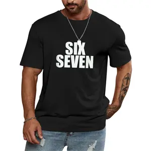 Six Seven Number Graphic Retro Tee Men's 180g Combed Cotton T-Shirt Casual Crew Neck Short Sleeve Soft Breathable Daily Wear - Menswear