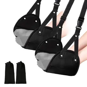 2 Pack Airplane Travel Footrest Hammocks, Adjustable, Black, Memory Foam, Foot Hammock for Airplane Travel