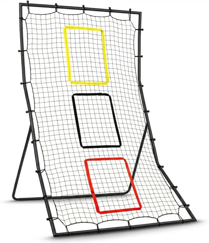Baseball Practice Net - 6 ft x 4 ft Pitching & Fielding Rebounder with 3 Goal Zones, Softball Training Aid