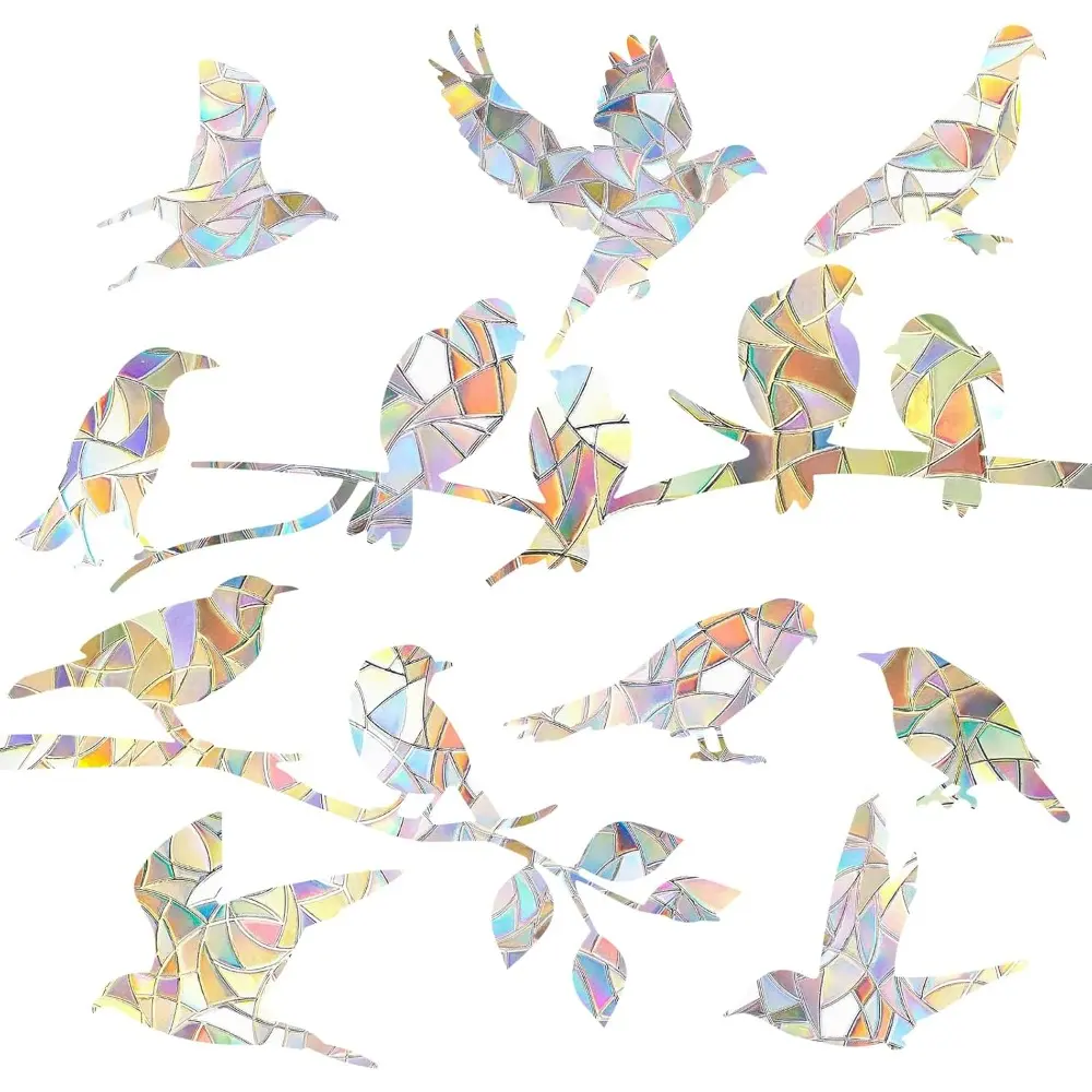 Non Adhesive Rainbow Window Clings For Glass Window Decals To Prevent Bird Strikes Anti Collision Window Bird Stickers 2 Sheets Hummingbird Style