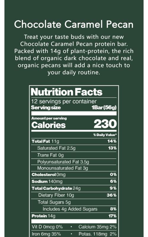 ALOHA Chocolate Caramel Pecan Protein Bar | 12 Bars | 14g Plant Protein, 5g Sugar | Certified USDA Organic, Vegan, Gluten-Free | Dark Chocolate + Caramel + Real Pecan Pieces
