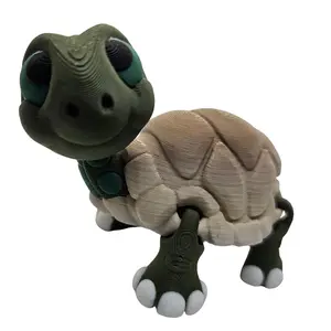 Articulated Tortoise Fidget Toy Tony the Tortoise 3D Printed Turtle with 360 Degree Rotating Head Keychain & Magnet Option Two-Tone Green Brown Gradient Shell