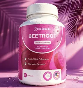 4 Pack Rosabella Organic Beet Root Capsules - 1300mg Beet Root Powder Aids Healthy Circulation & Vitality, Non-GMO, Beet Root Supplement - 60 Capsules, 30-Day Supply