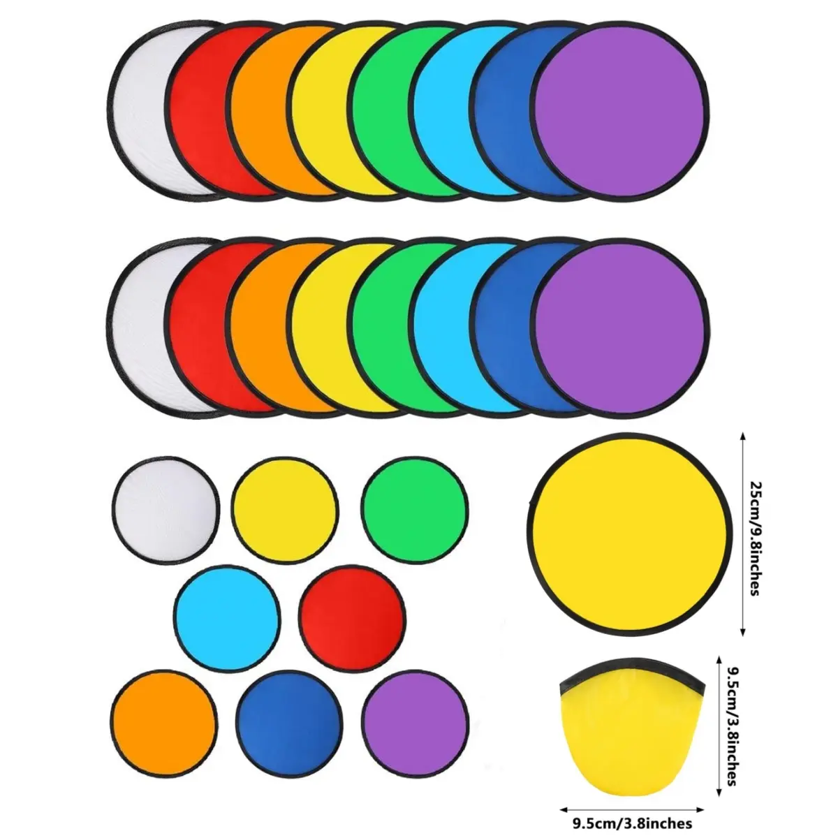 24 Pack Foldable Flying Disc Fans Set Folding Pocket Toy Beach Summer Flying Disc for Fun Birthday Party Outdoor Activity Game, Car Interior Accessories