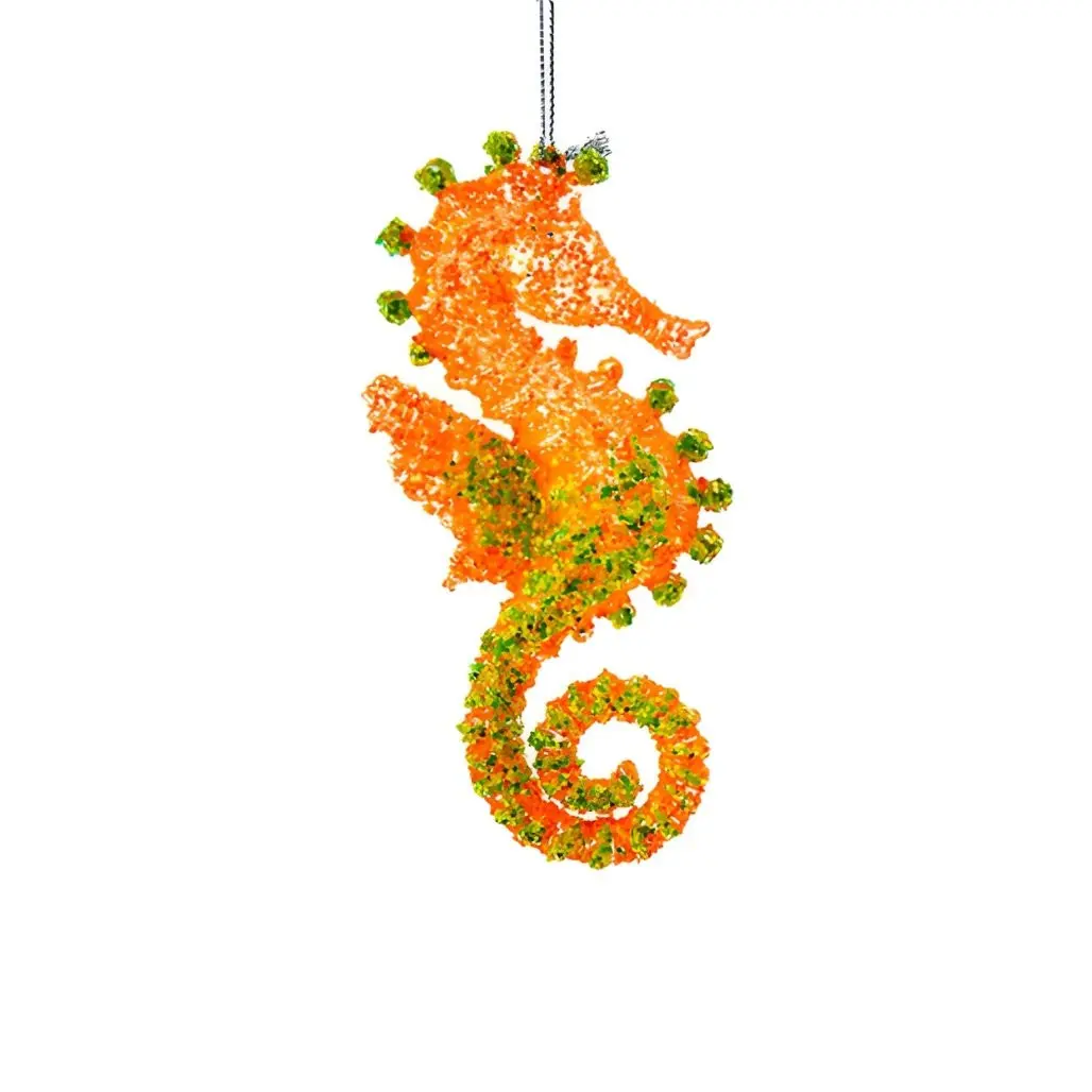 Glow in the Dark Orange Seahorse Ornament