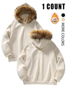 Unisex Y2K Style Fleece Hoodie, Fall & Winter Street Fashion, Warm and Trendy Design, Outdoor and Daily Wear, Couple,High Street Culture,Protection from cold