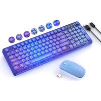 Blue Wireless Backlit Transparent Keyboard Mouse