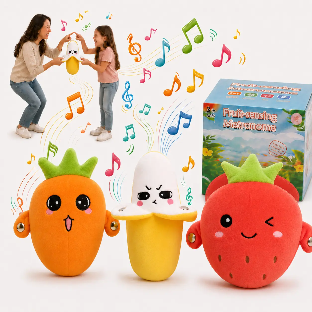 Interactive Singing Plush Toy Set, Music Plush, Baby Musical Sensory Toy – Banana, Strawberry & Carrot USB Rechargeable Plushies, Screen-Free Family Game for Kids, Couples & Friends, Funny Party Game Gift for Halloween, Valentine’s Day & Everyday Fun