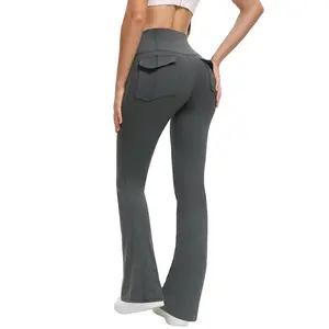 Women’s high-waisted yoga pants with pockets – soft, stretchy, breathable flared leggings suitable for exercise, fitness, and sports