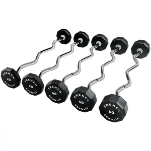 French Fitness EZ Curl Urethane Barbell Bar Set of 5 (20-60 lbs) (New)