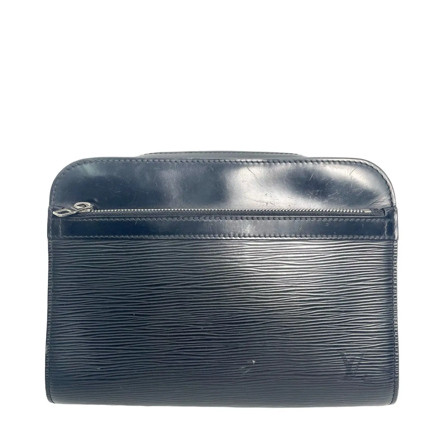 Pre-owned Leather Clutch Louis Vuitton Epi Document Case in Black with Silver Tone Zip Hardware