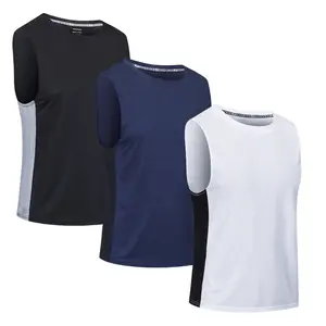 3 Pack Men's Quick Dry Workout Tank Top Gym Muscle Tee Fitness Bodybuilding Loose Sleeveless T-Shirt for Running Basktball Game Yoga Sports Vest Sports Clothing