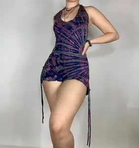 Sade Romper - Purple, Lace Fabric, Soft and Stretchy, Tie Dye Pattern, Womenswear, Perfect for Any Occasion