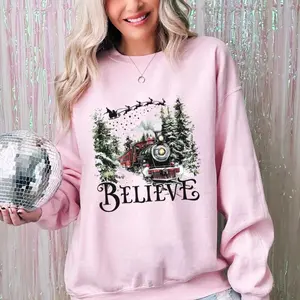 Polar Express Family Vacation Shirt, Xmas Crewneck Sweater, Believe Christmas Pajamas for Family, Polar Express Believe, Simple