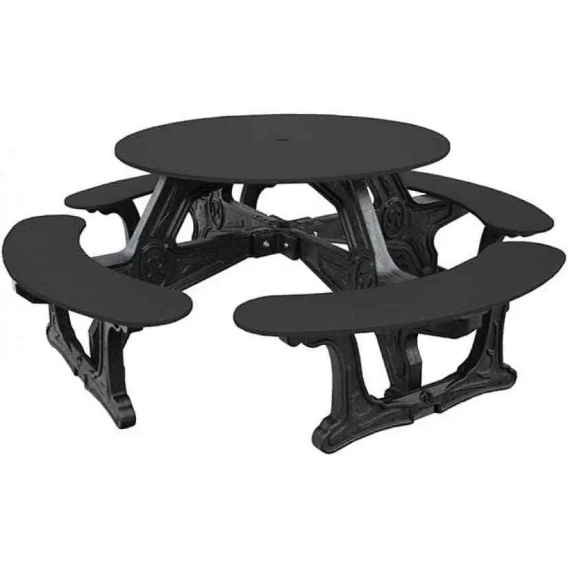 Cantina Round Garden Patio Table - Weather-Resistant, Durable 5-8 Person Modern Outdoor Furniture, Wipe-Clean for Barbecue, Formal Dinner Party