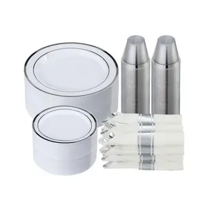 【Father's Day】VEVOR Plastic Disposable Plates 350 Pcs Plastic Dinnerware Set for Party and Wedding