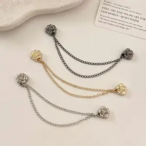 6pcs Camellia T-Shirt Buttons, Including Short Sleeves, Adjustable Buttons, and Overlength Hem Fixing Clips, Shortening Pins, Cuff Adjusters, Clothing Adjusters, Elegant Buckles, Decorative Buttons, Durable Fasteners, Metal Adjusters, Hem Fixing
