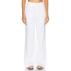 Favorite Daughter The Jones Linen Wide Leg Pant in Bright White