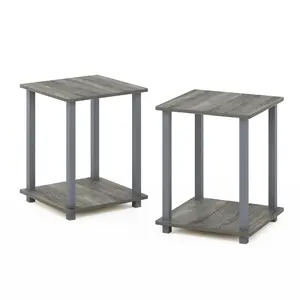 Simplistic 2-Piece French Oak Side Table Set, 2-Tier Nightstand with Practical Storage, Easy Assembly Indoor Furniture for Bedrooms, Studio Apartment Decor & Furniture, Furniture For Apartment