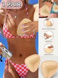 1/2 Pairs Women's Invisible Self-Adhesive Silicone Bra Pads, Stick Bra, Push Up Bust Inserts for Brides & Wedding Dresses, Double Sided Triangular Adhesive Breast Pad, Breathable Strapless Adhesive Bra, Comfort Supportive Lingerie Accessories