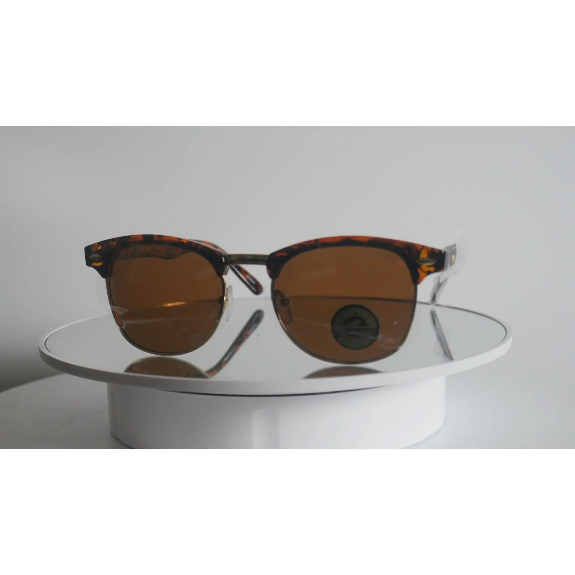 Zoe Classic Clubmaster Polarized Sunglasses - Black Acetate