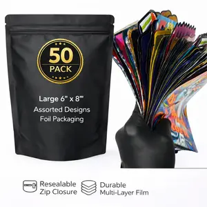 50 Pack Large 6” x 8” Assorted Designs Foil Packaging