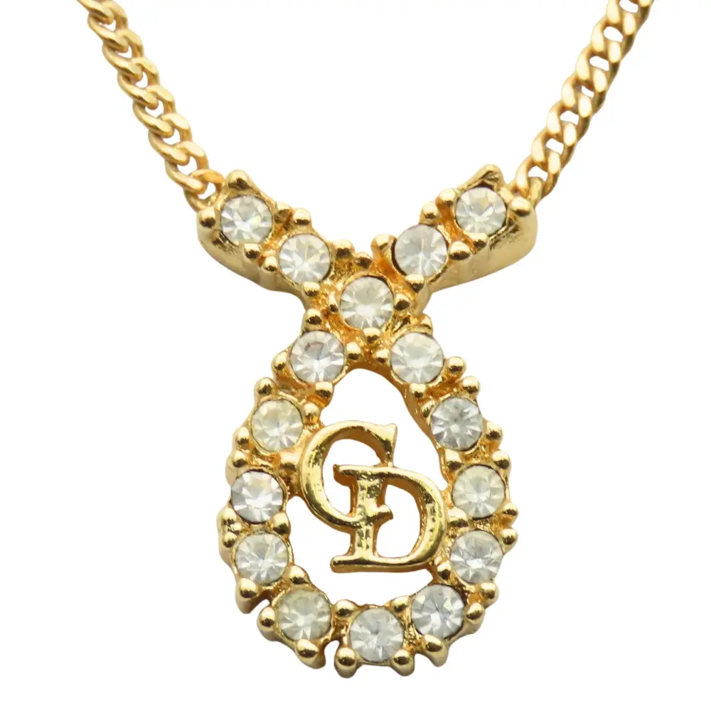 Pre-owned Dior Zinc Alloy Small Leather Goods Christian CD logo Necklace
