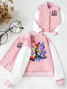 Crazy Animal City Cartoon Print Jacket, Unisex Casual Fitted Long Sleeve Spring & Fall Outerwear, Comfortable Sports Leisure Coat, School Season Gift