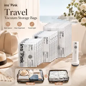 9/15 Pack Electric Pump Travel Vacuum Compression Packing Bags, Space Saving Organizer for Clothes Storage, Lightweight Personal Organiser for Luggage & Closet summervibes Removable Washable Bags Resealable Pack