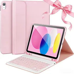 Keyboard Case for iPad 10th Generation, Detachable Bluetooth-compatible Keyboard with Pencil Holder, Tablet & Computer Accessories for iPad, Folding Wireless Keyboard, Foldable Tablet Keyboard
