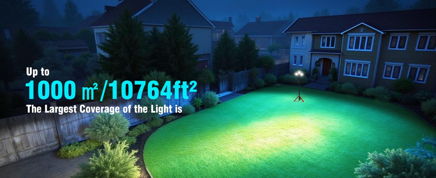 DEEPN 12000mAh Camping Light with Stand, Rechargeable Work Light, 10000 Lumen Dimmable Cordless Work Light with 3 LED Lamp Heads, Magnetic Emergency Flashlight with 79" Detachable Tripod